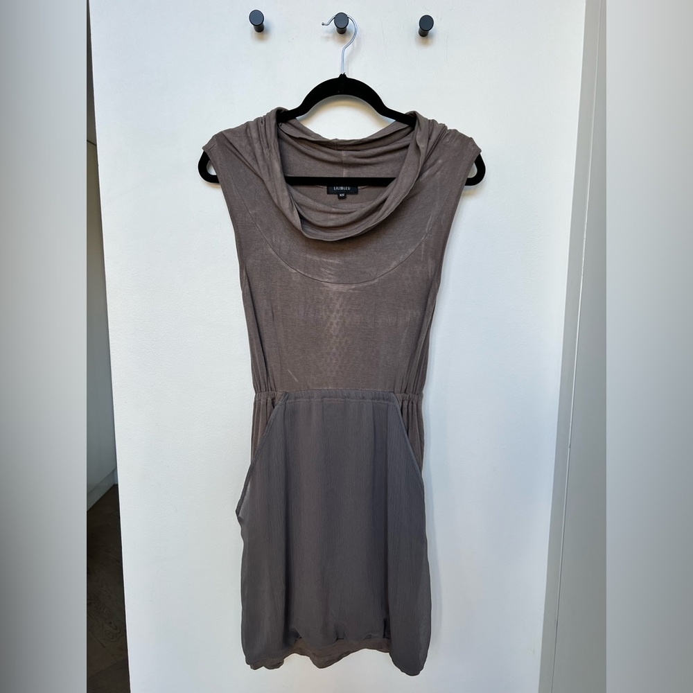 Grey Cowl Neck Dress